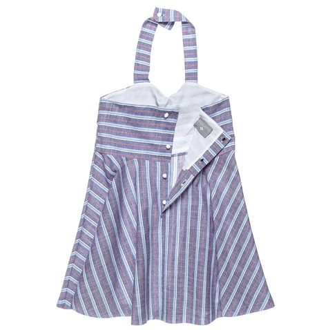 ALOUETTE-Παιδικό βαμβακερό φόρεμα ALOUETTE ριγέ λευκό μπλε κόκκινο