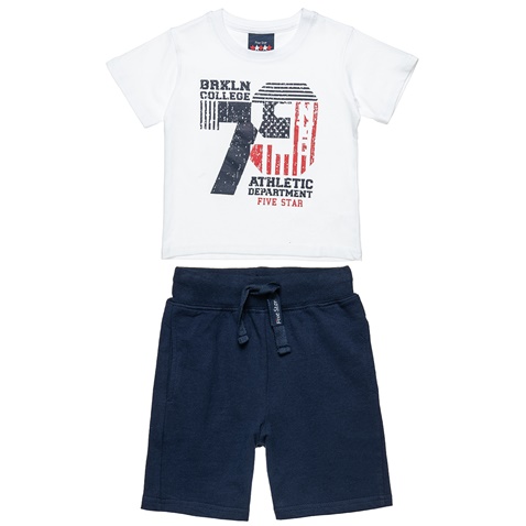 ALOUETTE-Παιδικό σετ από μπλούζα και βερμούδα FIVE STAR ALOUETTE λευκή μπλε