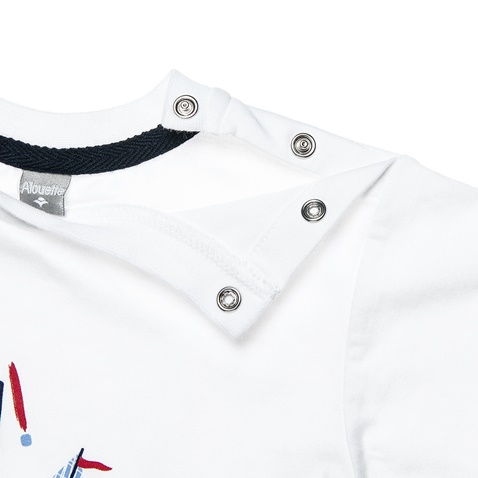 ALOUETTE-Βρεφικό σετ από μπλούζα και σορτσάκι ALOUETTE σε λευκό και μπλε χρώμα