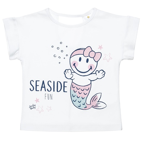 SMILEY-Παιδικό σετ από κοντομάνικη μπλούζα και σορτς SMILEY λευκό ροζ