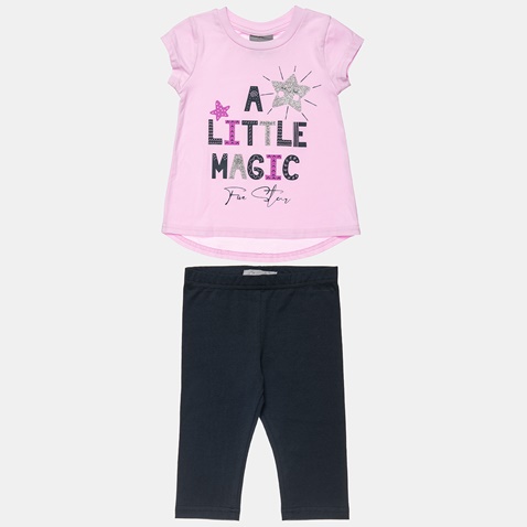 ALOUETTE-Παιδικό σετ από κοντομάνικη μπλούζα και κολάν ALOUETTE Five Star ροζ μαύρο
