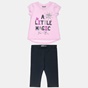 ALOUETTE-Παιδικό σετ από κοντομάνικη μπλούζα και κολάν ALOUETTE Five Star ροζ μαύρο