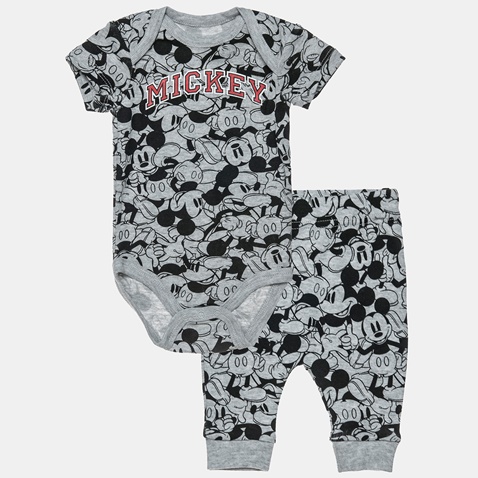 DISNEY-Βρεφικό σετ από φορμάκι και παντελόνι Disney Mickey Mouse γκρι μαύρο