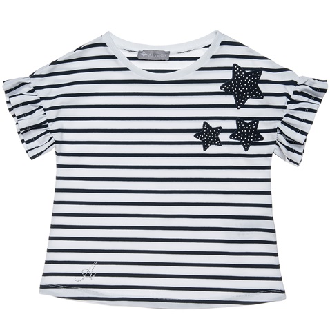 ALOUETTE-Παιδική κοντομάνικη μπλούζα ALOUETTE λευκό-μπλέ