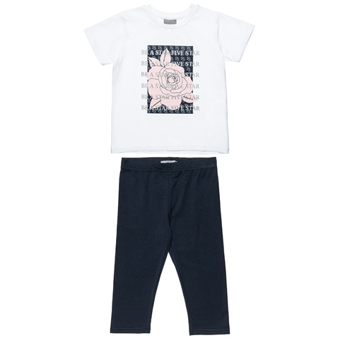 ALOUETTE-Παιδικό σετ από κοντομάνικη μπλούζα και κολάν FIVE STAR ALOUETTE λευκό μπλε