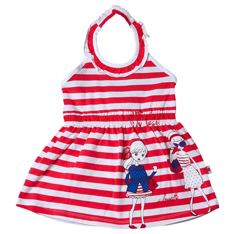 ALOUETTE-Παιδικό φόρεμα ALOUETTE ριγέ λευκό-κόκκινο