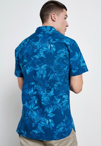 FUNKY BUDDHA-Ανδρικό κοντομάνικο πουκάμισο FUNKY BUDDHA Resort μπλε floral
