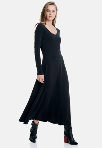 FUNKY BUDDHA-Γυναικειο casual maxi φόρεμα FUNKY BUDDHA μαύρο