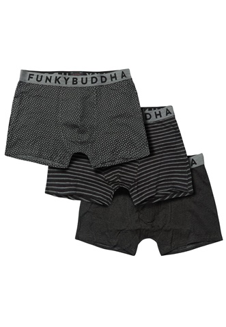 FUNKY BUDDHA-Ανδρικά εσώρουχα FUNKY BUDDHA 3-Pack Boxer Shorts γκρι 