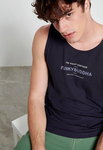 FUNKY BUDDHA-Ανδρική αμάνικη μπλούζα FUNKY BUDDHA μπλε