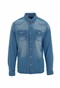FUNKY BUDDHA-Ανδρικο  τζιν πουκάμισο FUNKY BUDDHA ανοιχτό μπλε