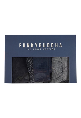 FUNKY BUDDHA-Ανδρικά εσώρουχα FUNKY BUDDHA 3-Pack Boxer Shorts μπλε γκρι μαύρο