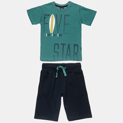 ALOUETTE-Παιδικό σετ από μπλούζα και βερμούδα ALOUETTE Five Star πράσινο μπλε