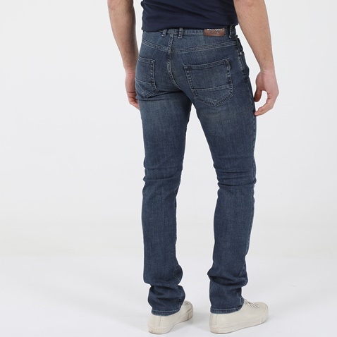 NAVY & GREEN-Ανδρικό jean παντελόνι NAVY & GREEN LOW WAIST μπλε