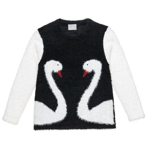 ALOUETTE-Παιδικό πουλόβερ πλεκτό μοχέρ ALOUETTE μαύρο