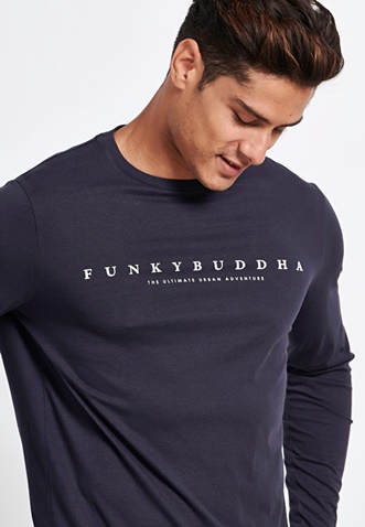 FUNKY BUDDHA-Ανδρική μακρυμάνικη μπλούζα FUNKY BUDDHA μπλε 