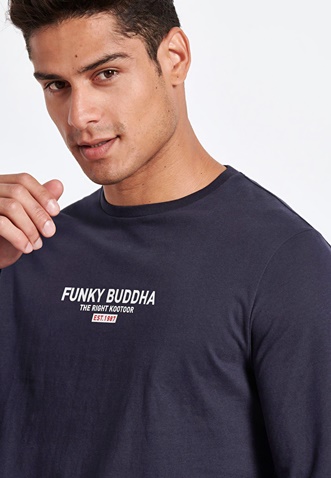 FUNKY BUDDHA-Ανδρική μακρυμάνικη μπλούζα FUNKY BUDDHA μπλε