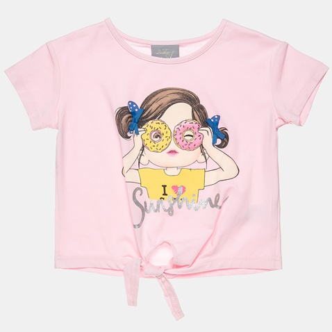 ALOUETTE-Παιδική μπλούζα cropped ALOUETTE ροζ