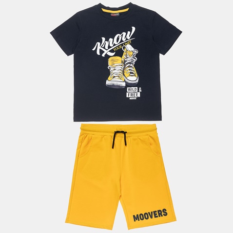 ALOUETTE-Παιδικό σετ από μπλούζα και βερμούδα ALOUETTE MOOVERS μαύρο κίτρινο