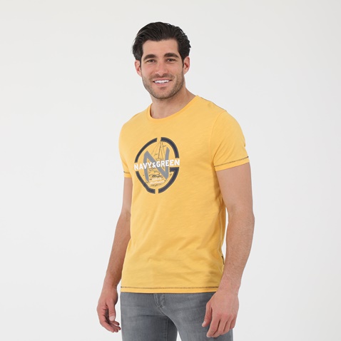 NAVY & GREEN-Ανδρικό t-shirt NAVY & GREEN κίτρινο