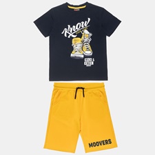 ALOUETTE-Παιδικό σετ από μπλούζα και βερμούδα ALOUETTE MOOVERS μπλε κίτρινο