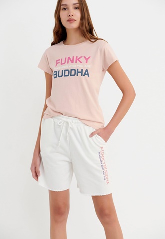 FUNKY BUDDHA-Γυναικεία αθλητική βερμούδα FUNKY BUDDHA λευκή