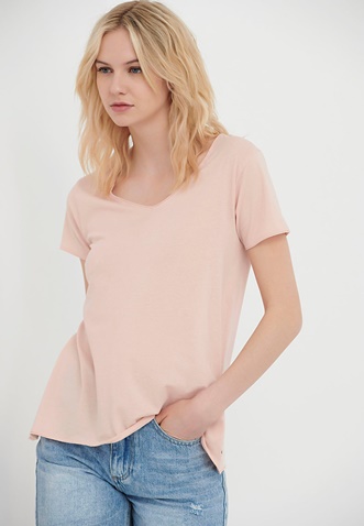 FUNKY BUDDHA-Γυναικείο t-shirt FUNKY BUDDHA ανοιχτό ροζ