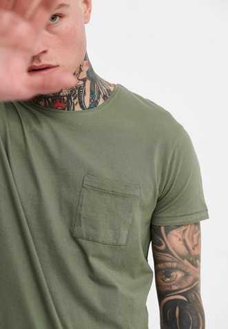 FUNKY BUDDHA-Ανδρικό t-shirt FUNKY BUDDHA loose fit χακί