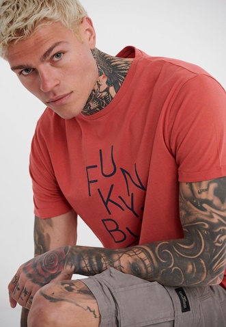 FUNKY BUDDHA-Ανδρικό t-shirt FUNKY BUDDHA πορτοκαλί