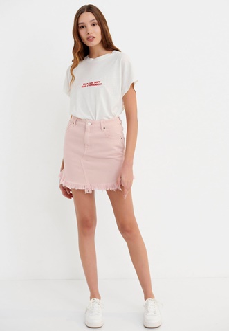 FUNKY BUDDHA-Γυναικεία mini jean φούστα FUNKY BUDDHA ροζ