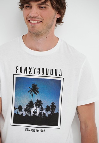 FUNKY BUDDHA-Ανδρικό t-shirt FUNKY BUDDHA FBM005-064-04 λευκό