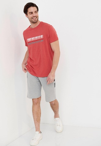 FUNKY BUDDHA-Ανδρικό t-shirt FUNKY BUDDHA FBM005-324-04 ροζ