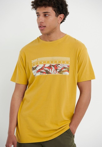 FUNKY BUDDHA-Ανδρικό t-shirt FUNKY BUDDHA FBM005-022-04 κίτρινο