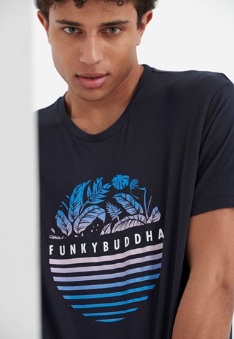 FUNKY BUDDHA-Ανδρικό t-shirt FUNKY BUDDHA FBM005-055-04 μπλε