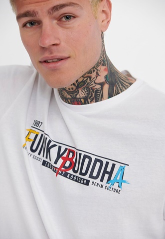 FUNKY BUDDHA-Ανδρικό t-shirt FUNKY BUDDHA λευκό
