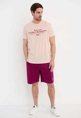 FUNKY BUDDHA-Ανδρικό t-shirt FUNKY BUDDHA ροζ