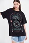 FUNKY BUDDHA-Γυναικείο oversized t-shirt FUNKY BUDDHA μαύρο