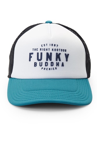 FUNKY BUDDHA-Ανδρικό καπέλο jockey FUNKY BUDDHA λευκό μπλε