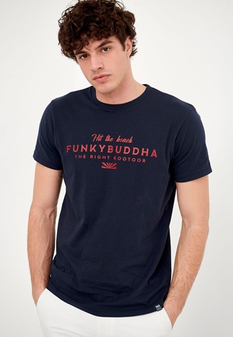 FUNKY BUDDHA-Ανδρικό t-shirt FUNKY BUDDHA μπλε ναυτικό
