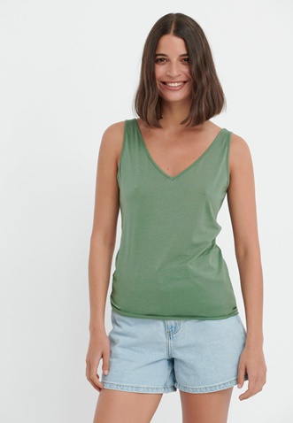 FUNKY BUDDHA-Γυναικείο αμάνικο t-shirt FUNKY BUDDHA πράσινο