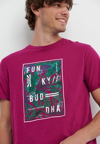 FUNKY BUDDHA-Ανδρικό t-shirt FUNKY BUDDHA φούξια