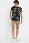 FUNKY BUDDHA-Ανδρικό t-shirt FUNKY BUDDHA μαύρο floral
