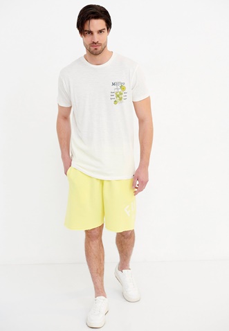 FUNKY BUDDHA-Ανδρικό t-shirt FUNKY BUDDHA λευκό με graphic τύπωμα 