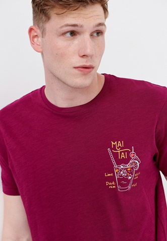 FUNKY BUDDHA-Ανδρικό t-shirt FUNKY BUDDHA μοβ με graphic τύπωμα