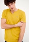 FUNKY BUDDHA-Ανδρικό essential t-shirt FUNKY BUDDHA κίτρινο με λαιμό henley
