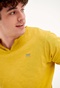 FUNKY BUDDHA-Ανδρικό essential t-shirt FUNKY BUDDHA κίτρινο με λαιμό henley