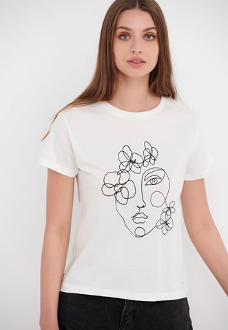 FUNKY BUDDHA-Γυναικείο t-shirt FUNKY BUDDHA από οργανικό βαμβάκι με τύπωμα
