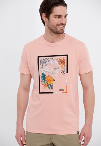 FUNKY BUDDHA-Ανδρικό t-shirt FUNKY BUDDHA ροζ