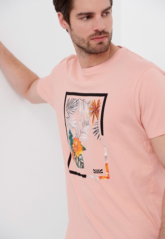FUNKY BUDDHA-Ανδρικό t-shirt FUNKY BUDDHA ροζ