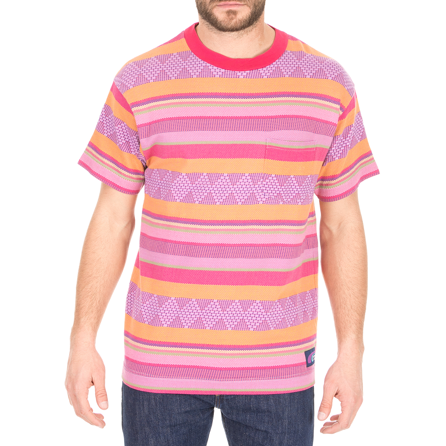 Ανδρικά/Ρούχα/Μπλούζες/Κοντομάνικες SCOTCH & SODA - Ανδρική μπλούζα SCOTCH & SODA ροζ πορτοκαλί